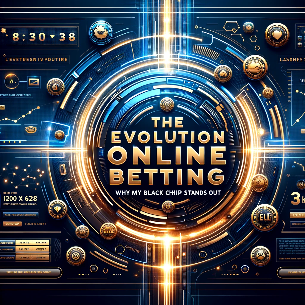 An eye-catching image with the heading 'The Evolution of Online Betting: Why myblackchip.com Stands Out' against a futuristic backdrop of digital icons and sports betting themes.