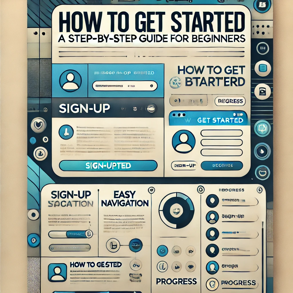 A clean and approachable image featuring 'How to Get Started: A Step-by-Step Guide for Beginners,' with visuals of a user-friendly digital interface and step-by-step navigation tools.