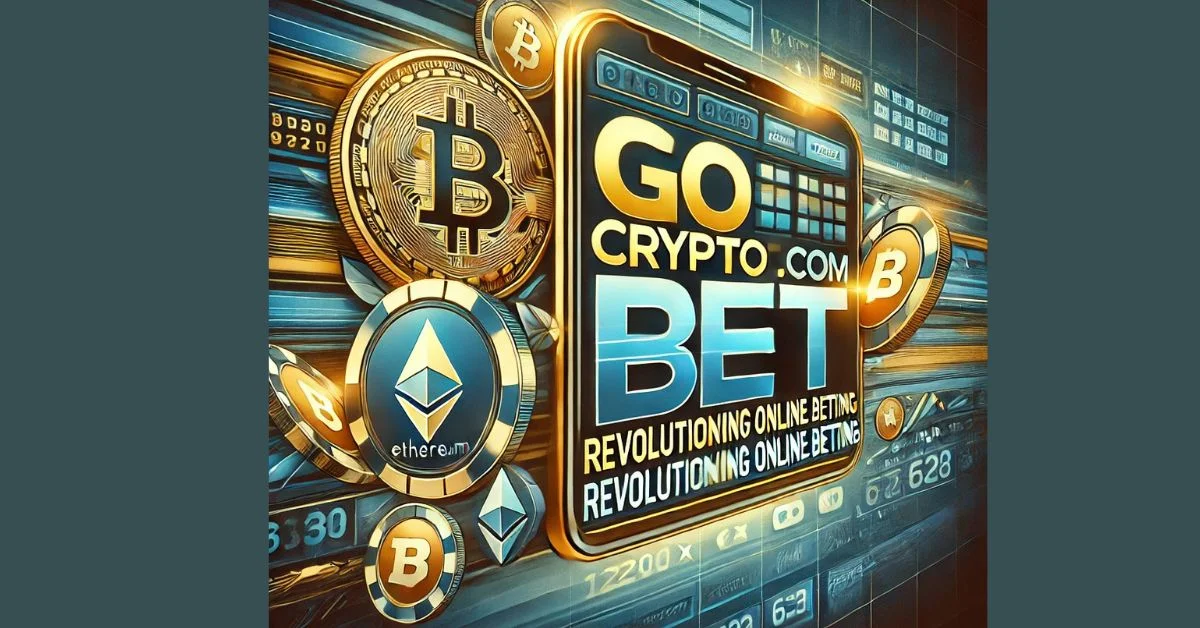 Featured image for the article 'gocryptobet.com Bet: Revolutionizing Online Betting,' showcasing cryptocurrency icons like Bitcoin and Ethereum, a modern betting platform interface, and elements representing speed, security, and innovation with a sleek digital background in shades of blue, gold, and silver.