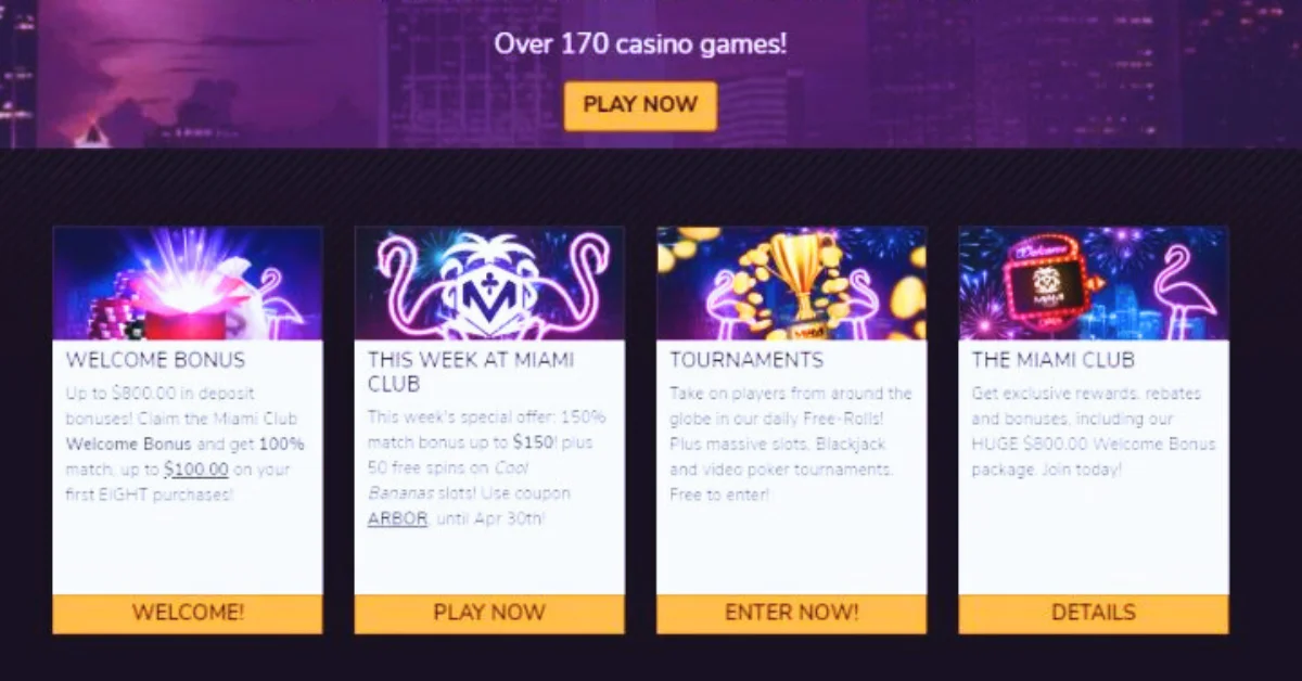 Miami Club Casino No Deposit Bonus